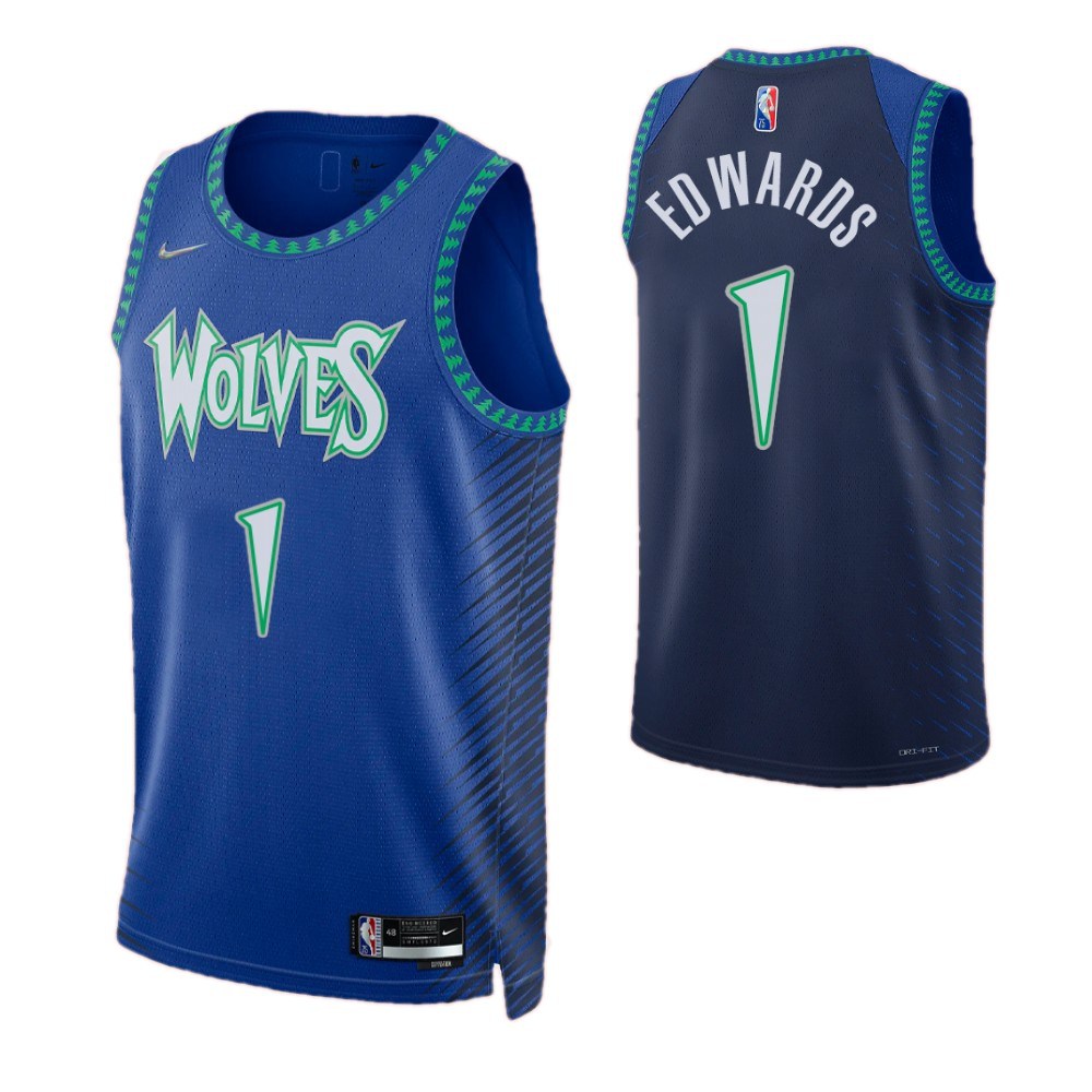 Men's Minnesota Timberwolves Anthony Edwards #1 Blue 2021/22 Swingman NBA Jersey - City Edition-Pro Kit Vault | Brand New 26/27 Sports Jerseys